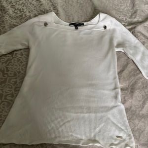 White sweater square neck rubbed